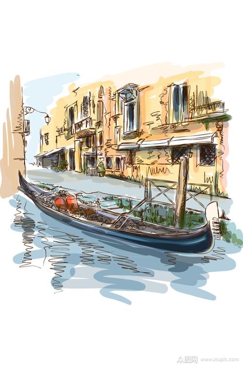 威尼斯水彩风格插画（威尼斯的画法）